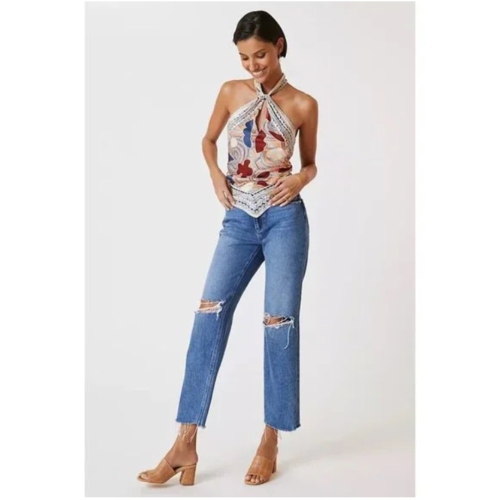 🎉6X HP🎉 PAIGE Noella Destructed Cropped Straight Leg Jeans - Picture 3 of 9